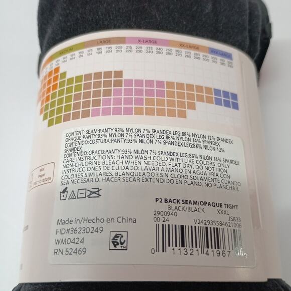 Size XXXL 2 Pair Joyspun Fashion Tights Back Seam Opaque Black - Picture 4 of 4